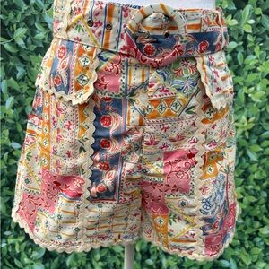 Entro NWT Ric Rac Trim Belted Printed Shorts Small